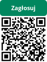 Przycisk: Zagłosuj poniżej kod QR