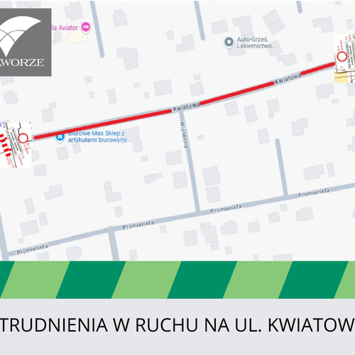 Obraz główny aktualności o tytule Całkowite zamknięcie ul. Kwiatowej 