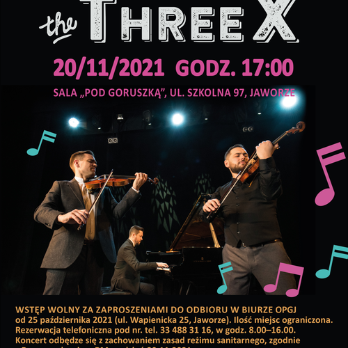 Obraz główny aktualności o tytule 20.11.2021 r. – Koncert zespołu The Threex 