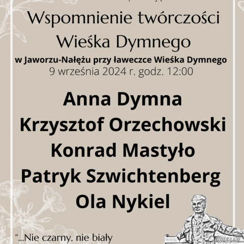 Obraz główny aktualności o tytule Wspomienie twórczości Wieśka Dymnego 