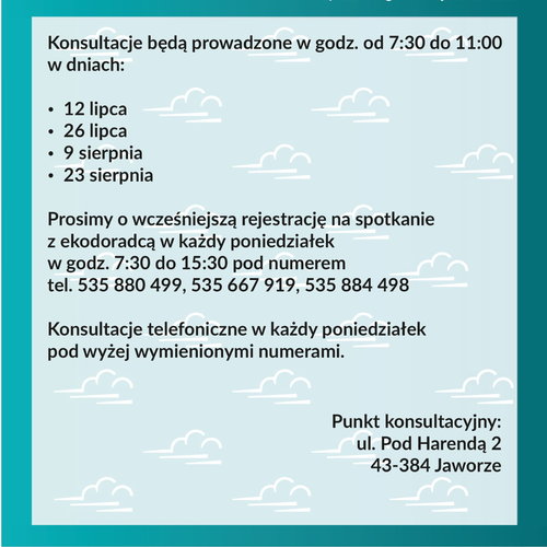 Obraz główny aktualności o tytule Dyżury ekodoradcy w lipcu i sierpniu 