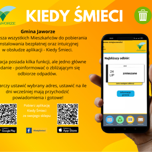 Obraz główny aktualności o tytule Ruszyła aplikacja „Kiedy Śmieci” – nowe narzędzie do zarządzania odpadami 